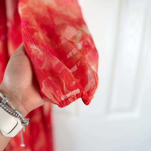 NWT Gianni Bini Pink and Orange Floral One Shoulder High Low Maxi Dress Size 4 - Picture 5 of 13